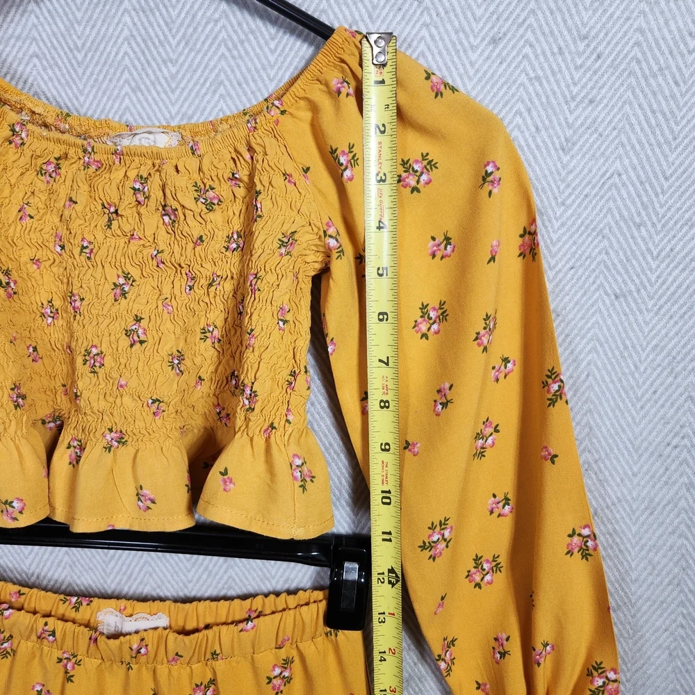 Btween Girls 8 Floral Yellow With Pink Two-Piece Set Top And Skirt - Picture 5 of 11